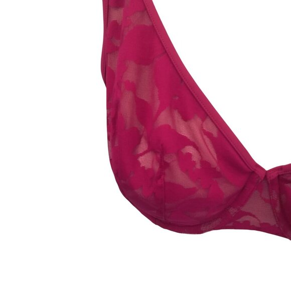 Thirdlove Unlined Foliage Perfect Coverage Lace Bra Size 36C 1/2 Pink Sheer - Picture 2 of 8